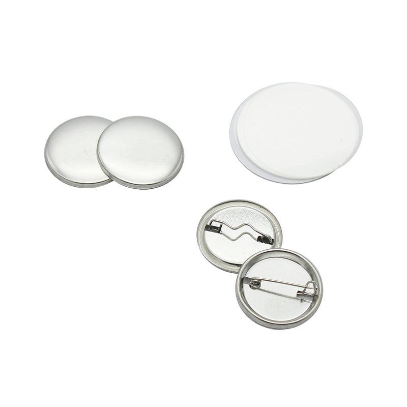ChiButtons 32mm Metric System Metal Pin Badge Button with Pre-Assembled Pin-Back, Upper Shell & Mylar Film (Official ChiButtons Supplies, 300 Sets) - Image 1